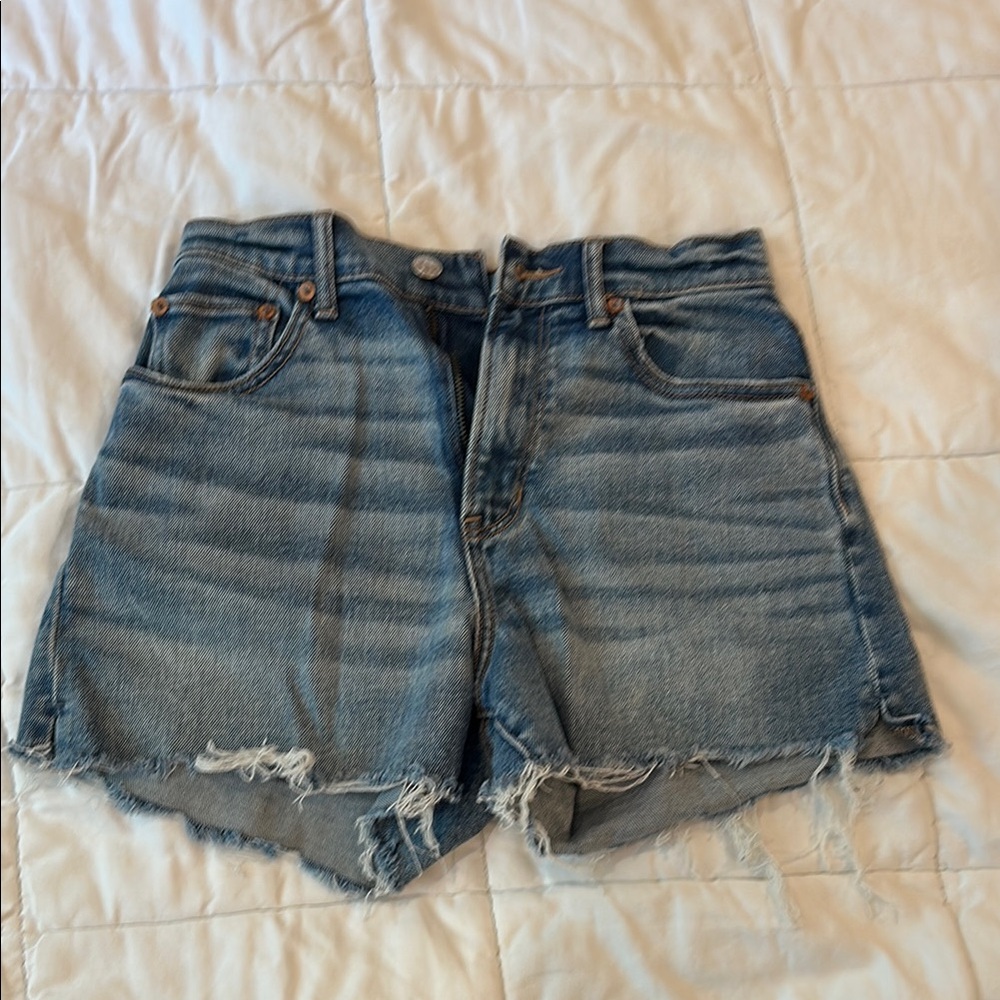 American Eagle Outfitters Blue Distressed Jean Shorts